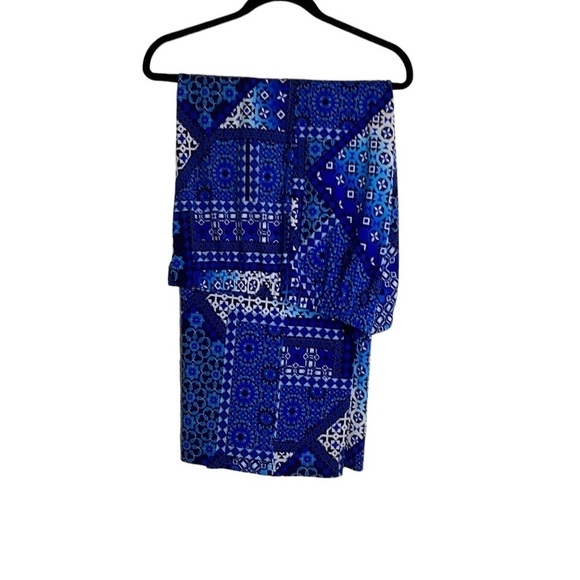 Chico's Polyester/Spandex Wide leg Blue Print Pajama Pants in Size 3 (XL/16) - Picture 3 of 8